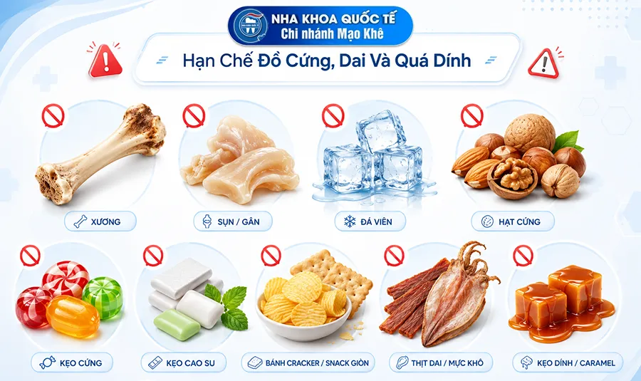 hạn chế đồ ăn dai và cứng